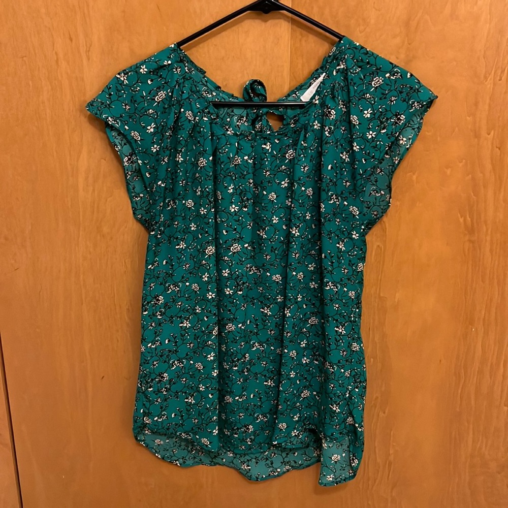 Green floral print Lauren Conrad blouse